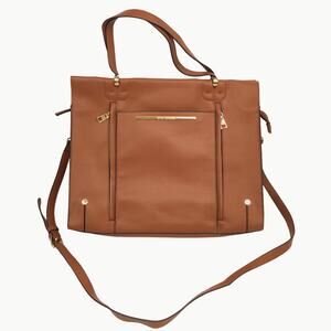 Steve Madden Brown Faux Leather Large Crossbody Bag Purse Shoulder Bag New Defct